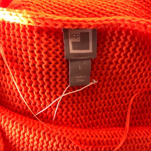 Jcp Orange Knitted Short Sleeved Sweater Top L - Picture 5 of 6